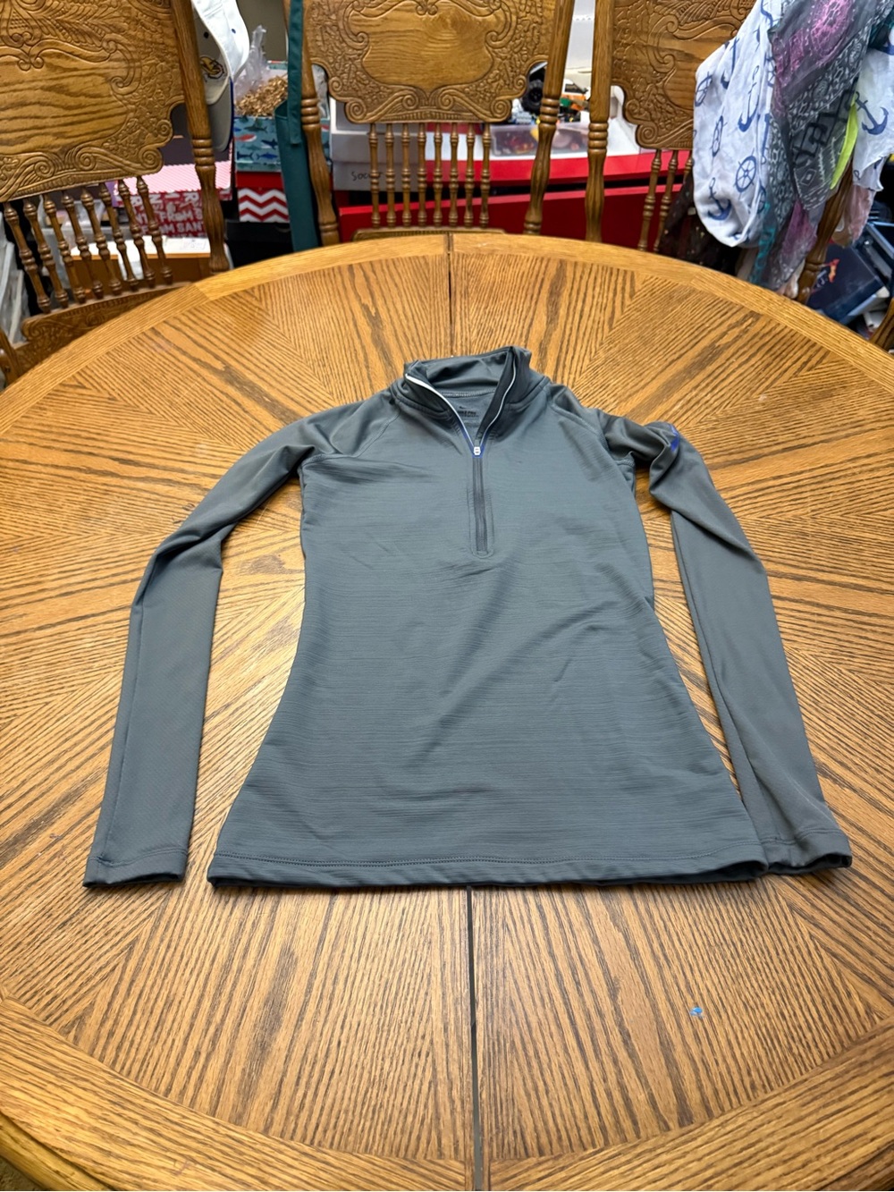 Nike Women's Slate Grey Long-Sleeve Half-Zip Top